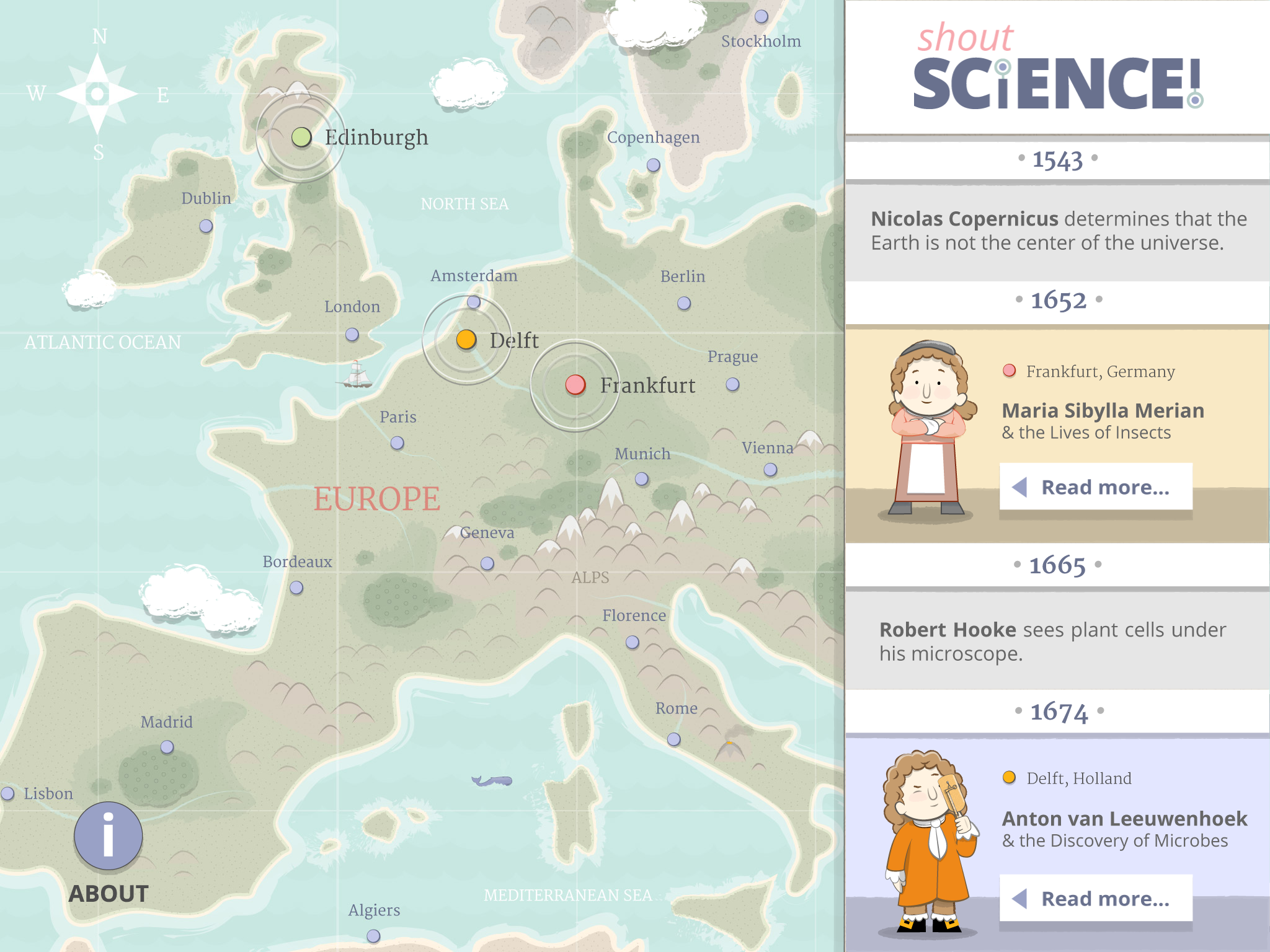 Shout Science home screen