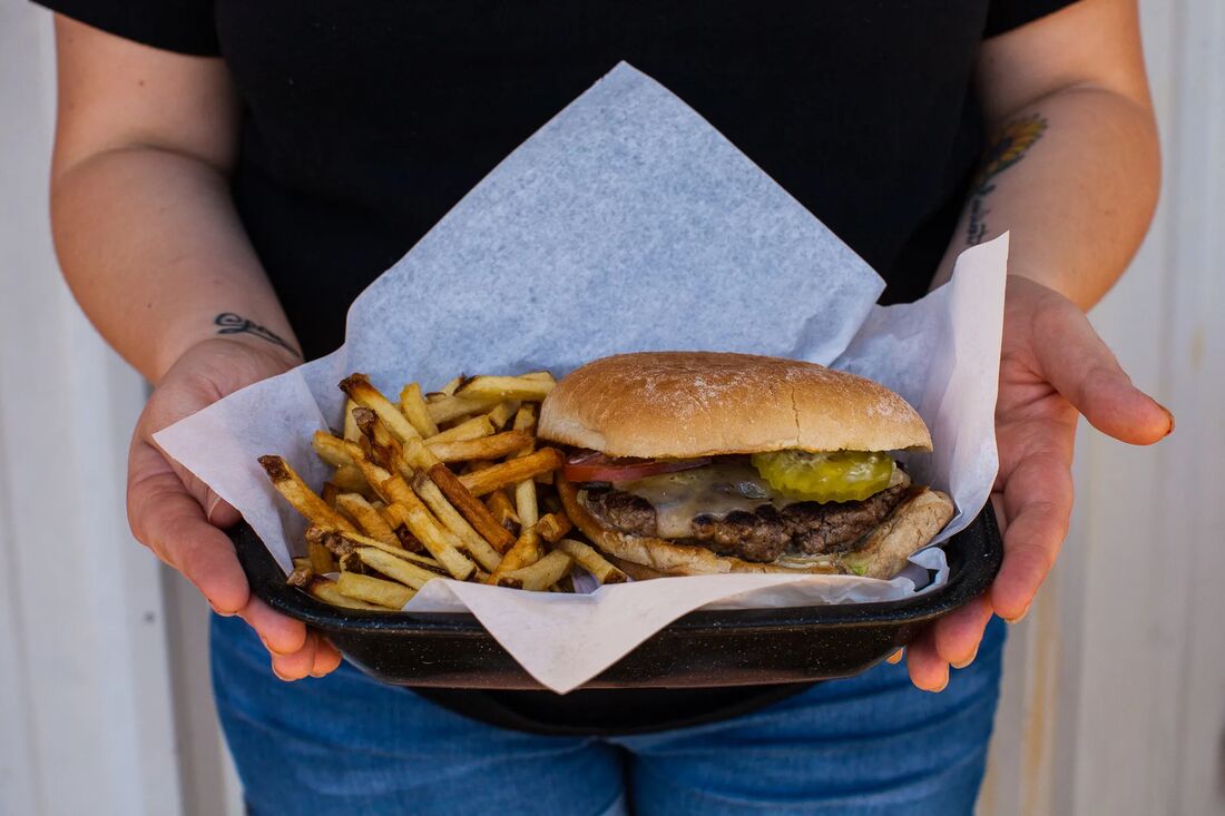 A burger and fries from a West Texas diner