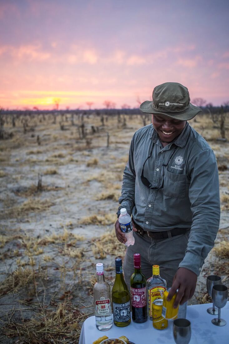 A sundowner set up at golden hour